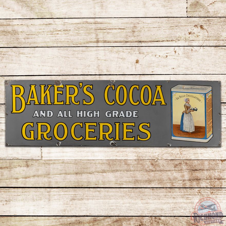 Baker's Cocoa And All High Grade Groceries SS Porcelain