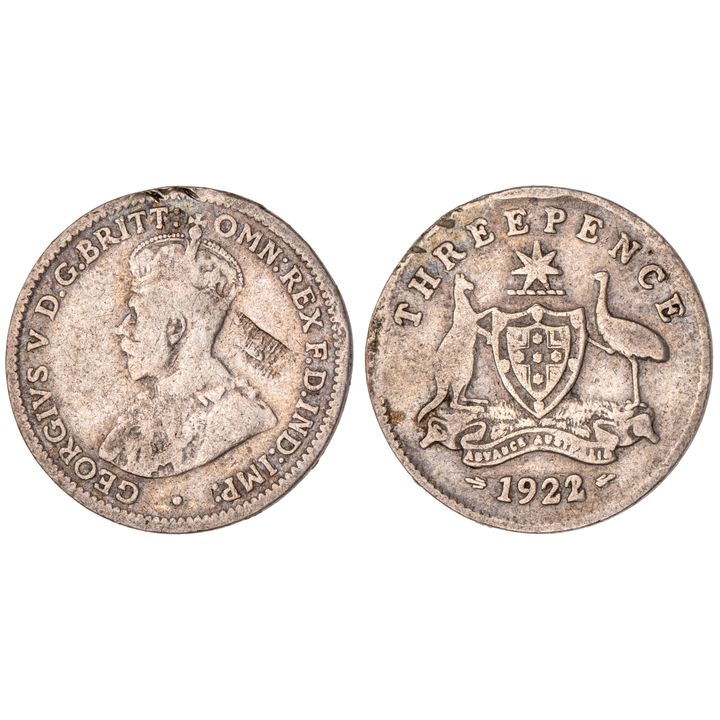 George V, Threepence, 1922/1, VG