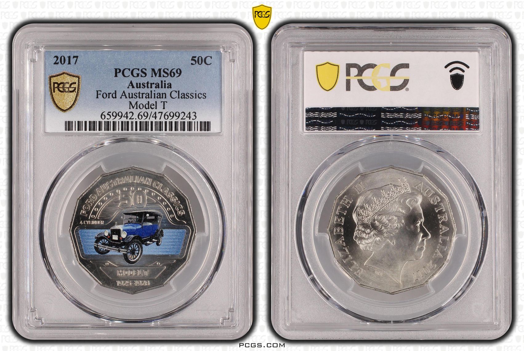Elizabeth II, Ford Australian Classics - Model T, Fifty Cent, 2017, PCGS MS69