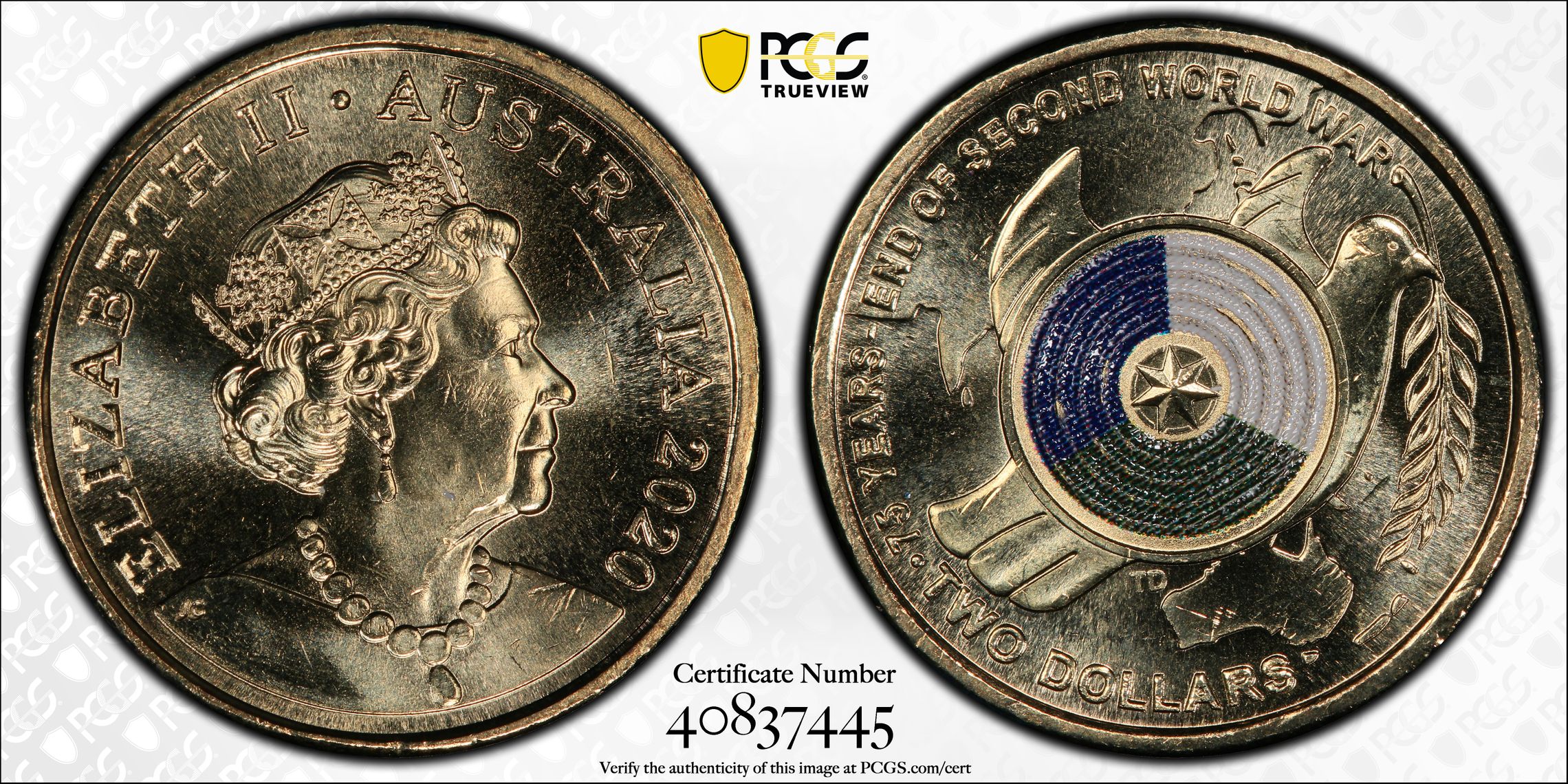 75th Ann End of WWII, Two Dollar, 2020, PCGS MS65