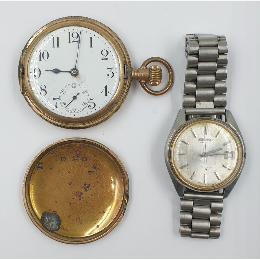 Seiko Watch & Vintage Pocket Watch (As Is - Parts Only)