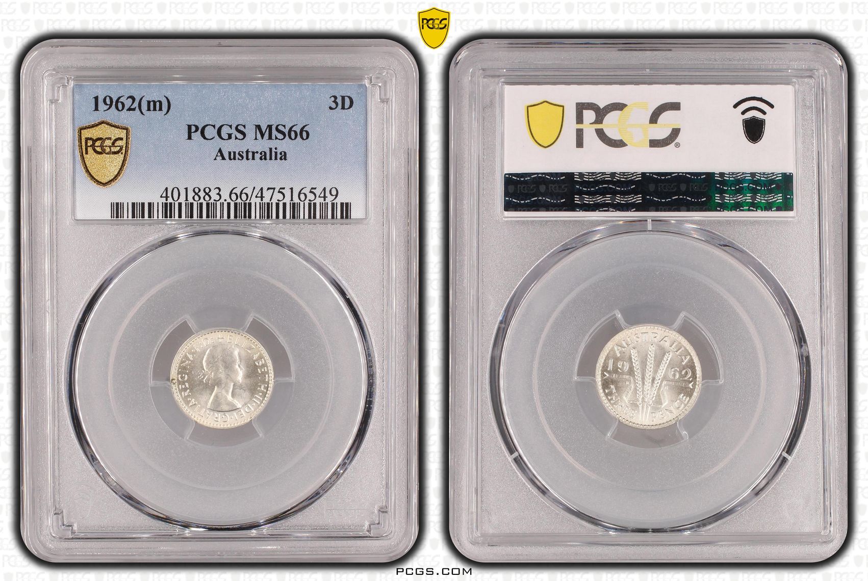 Elizabeth II, Threepence, 1962(m), PCGS MS66
