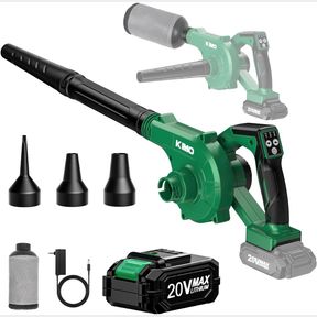 K I M O. CORDLESS LEAF BLOWER AND VACUUM COMBO 4 IN 1, 3 NOZZLES FOR INFLATION AND DEFLATION, 190MPH, CONTROL PANEL WITH 3 SPEED,2