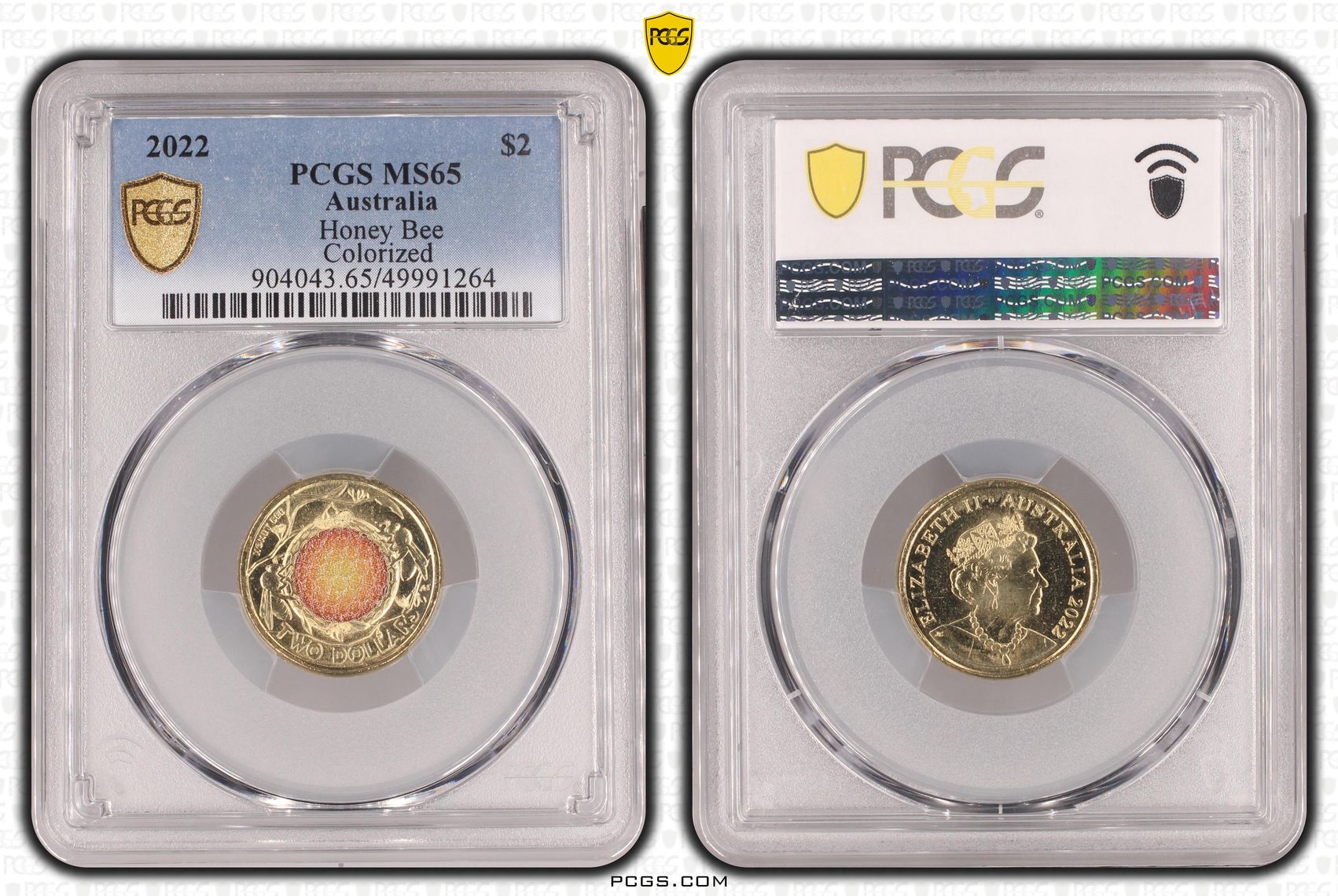Honey Bee Colorized , Two Dollar, 2022, PCGS MS65