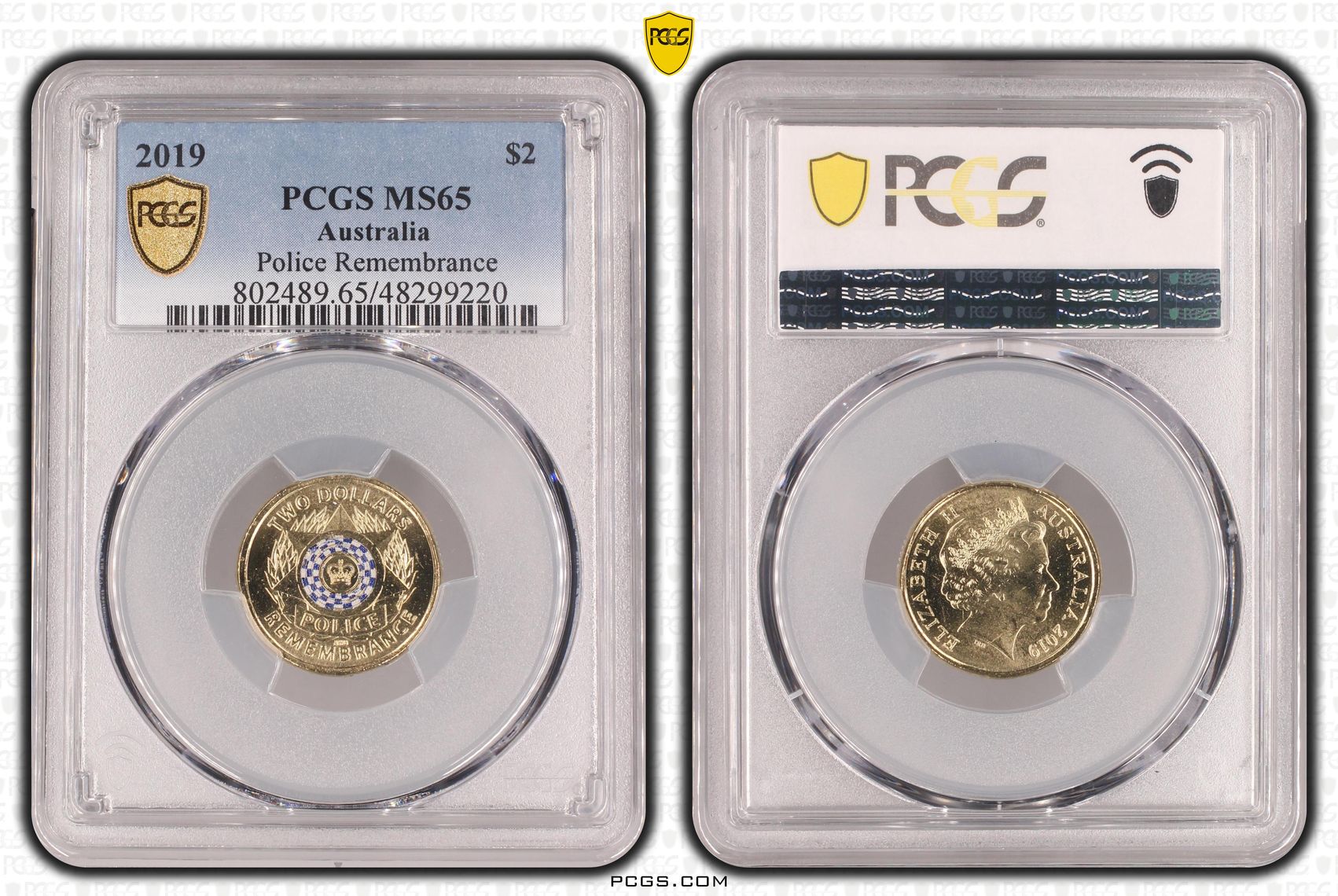 Elizabeth II, Police Remembrance Colorized , Two Dollar, 2019, PCGS MS65