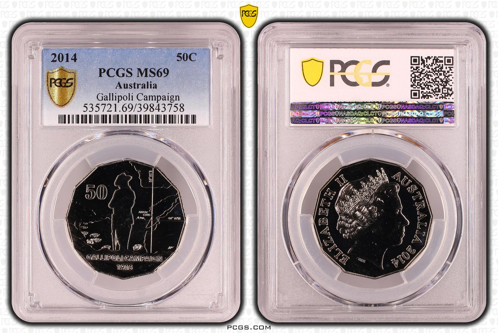 Gallipoli Campaign, Fifty Cent, 2014, PCGS MS69