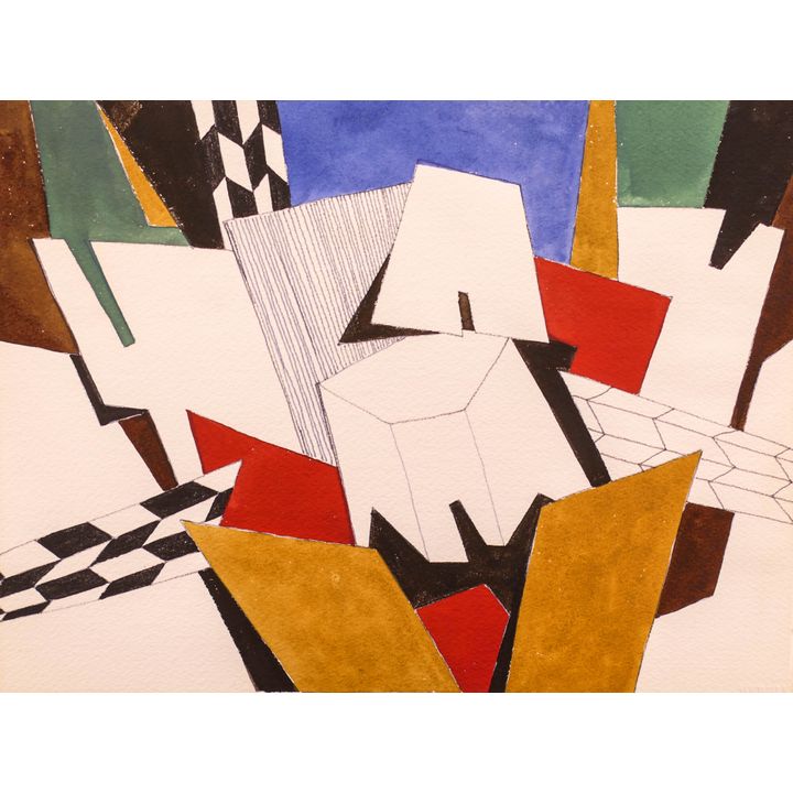 Jacob Lawrence ''Untitled'' (Abstraction) Mixed Media
