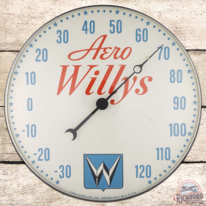 Rare Aero Willys 12" Pam Advertising Thermometer Sign w/ Logo