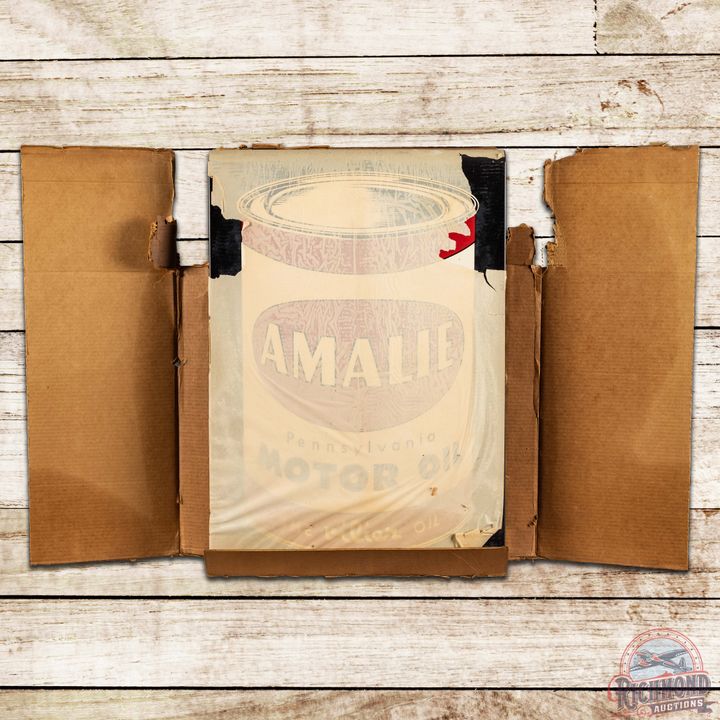 NOS Amalie Pennsylvania Motor Oil DST Curb Sign w/ Original Box & Paper