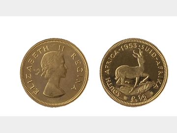 1953 South African Queen Elizabeth II Gold Half Pound Coin