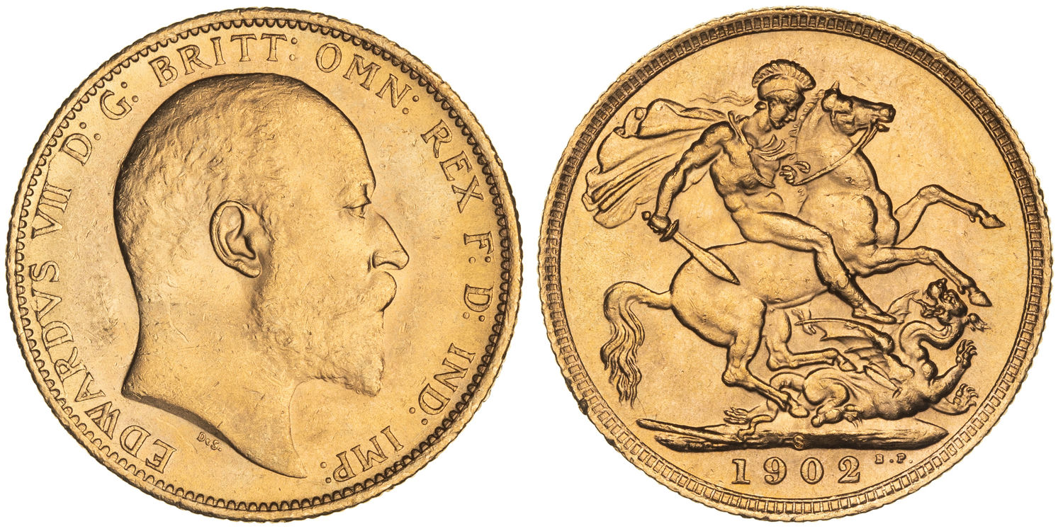 Edward VII, St George Reverse, Sovereign, 1902-S, UNC - CHU