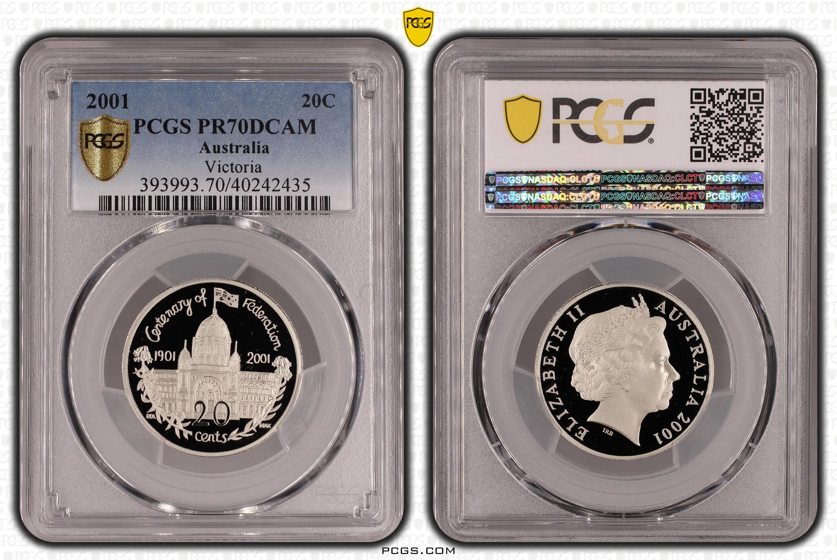 214 · 2001 Australian Twenty Cent, 20c Proof Victoria PCGS - PR70DCAM POP 54/0 -435