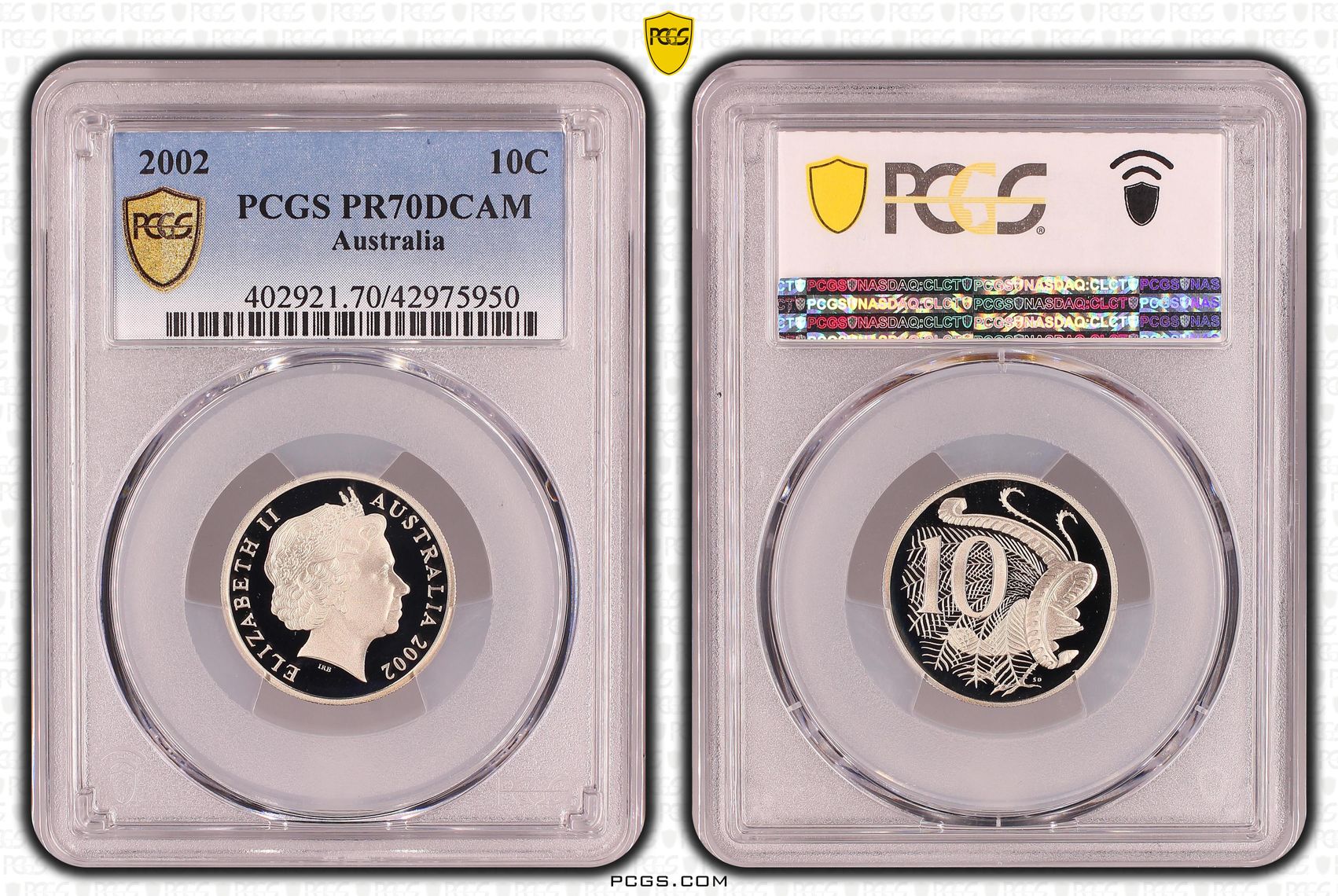Ten Cent, 2002, Pcgs Pr70dcam
