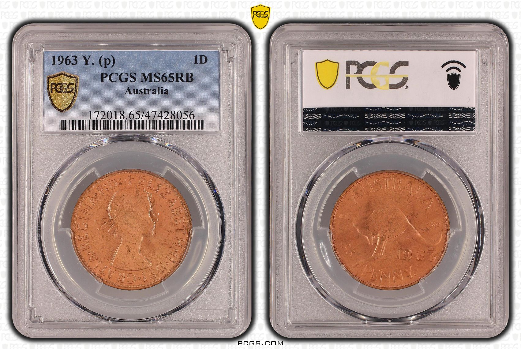 Elizabeth II, Penny, 1963-Y., PCGS MS65RB
