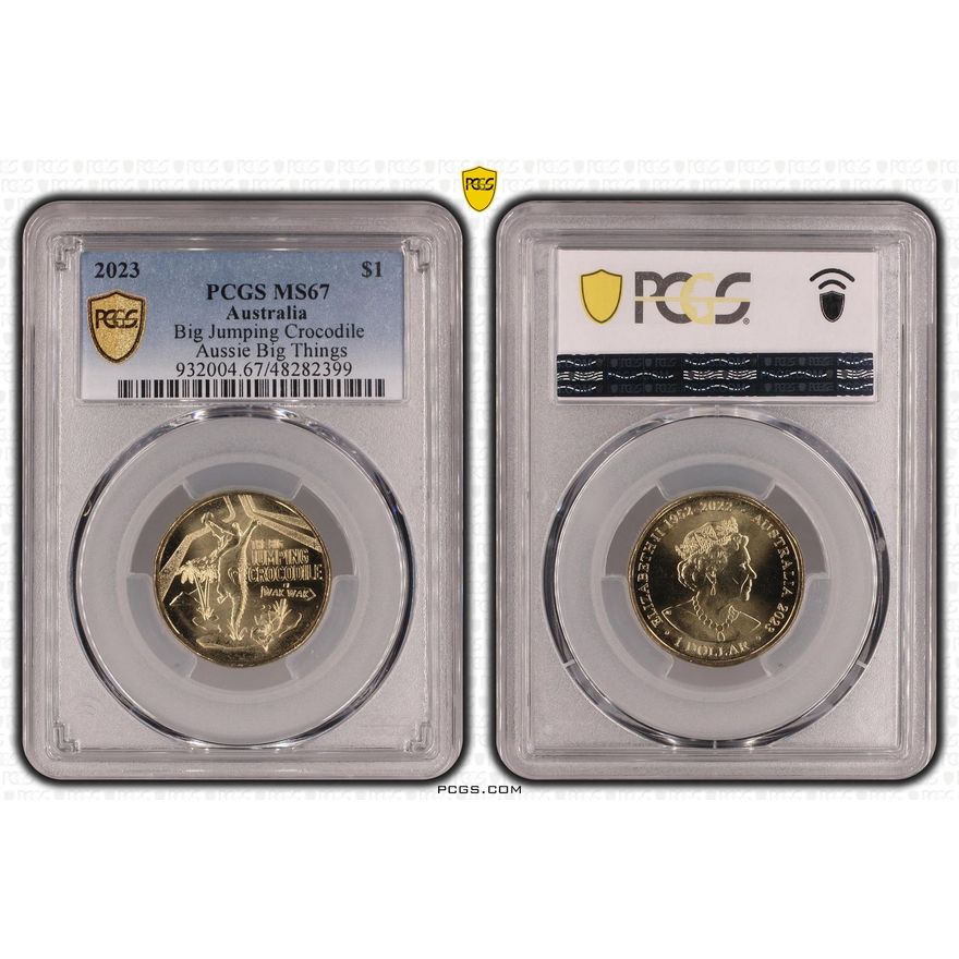 Big Jumping Crocodile Aussie Big Things, One Dollar, 2023, PCGS MS67