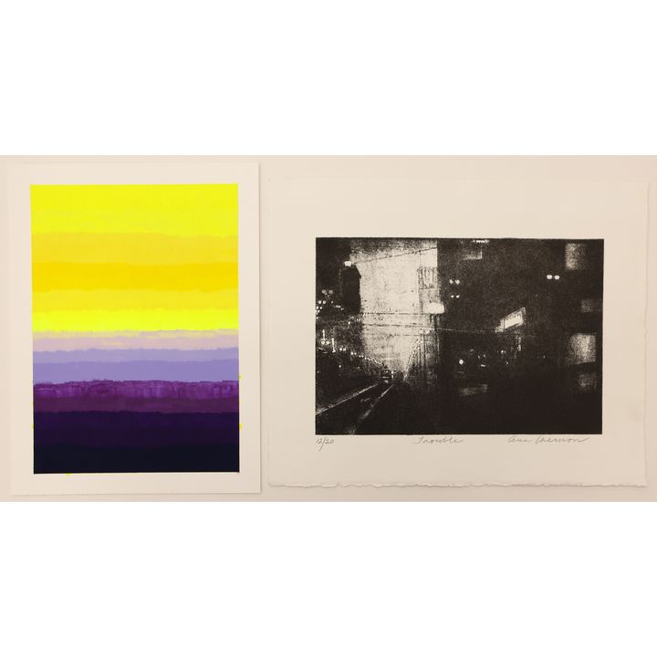 2pc Anne Chernow & Audrey Stone Etching and Painting 11''x14''