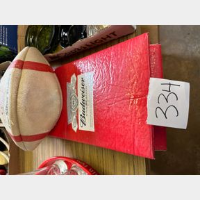 Budweiser ice bag and Coors silver bullet football
