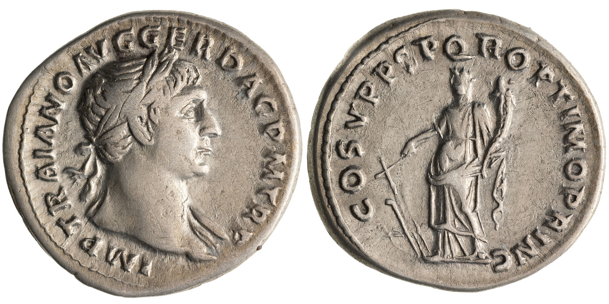 Trajan, Denarius, 107 AD, gVF