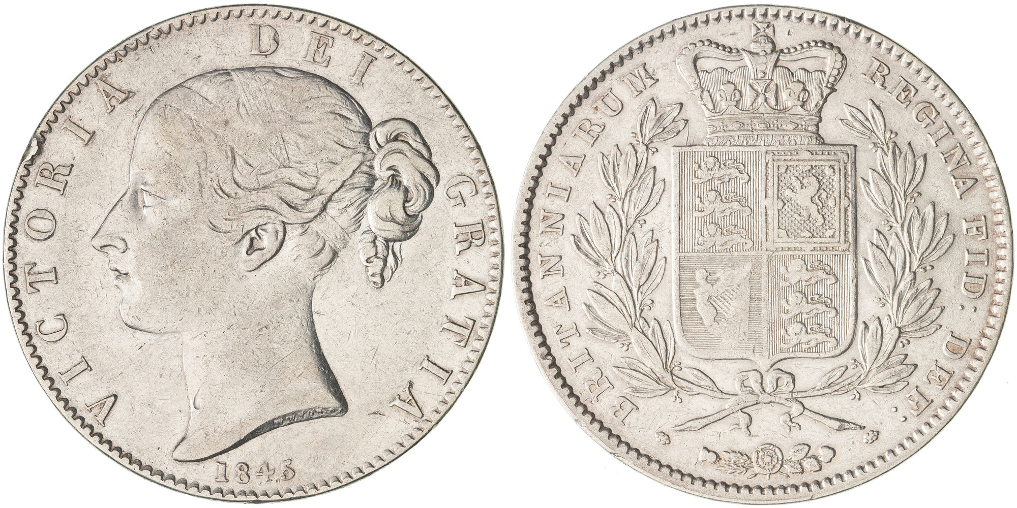 Great Britain, Young Head, Crown, 1845, Fine