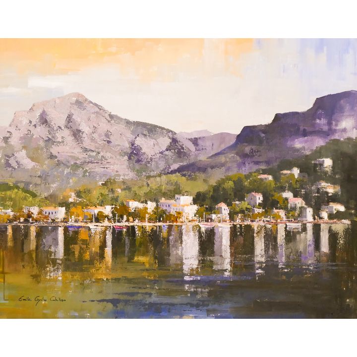 Emilio Caballero ''Puerto de Soller'' Oil on Canvas