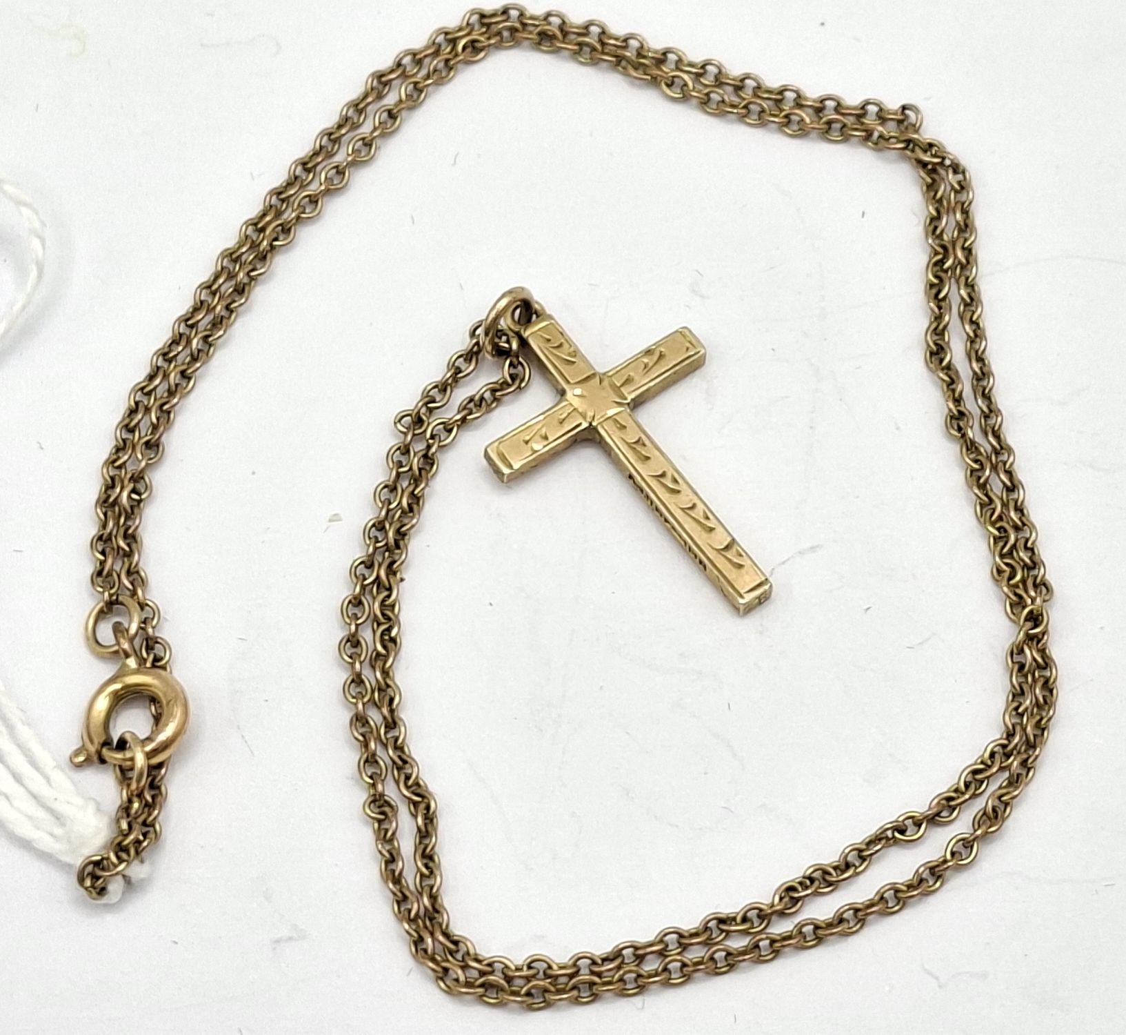 9ct Engraved Cross On Chain