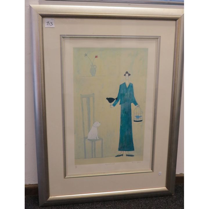 ANNORA SPENCE - LITHOGRAPH, 267/295 - LADY WITH BIRDS