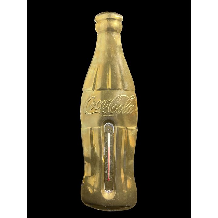 Gold Coca-Cola Coke Tin Metal Soda Thermometer