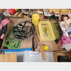2 Boxes of hanging flower baskets and large tablet
