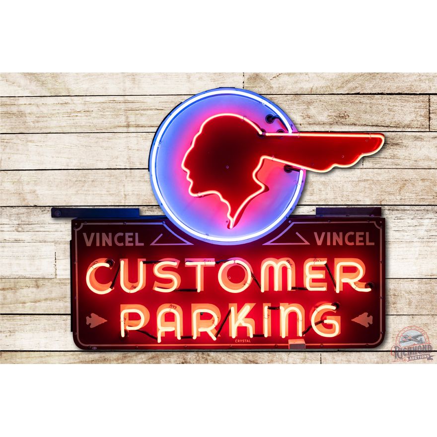 Pontiac Customer Parking Vincel Double Sided Porcelain Neon Sign TAC 9.5