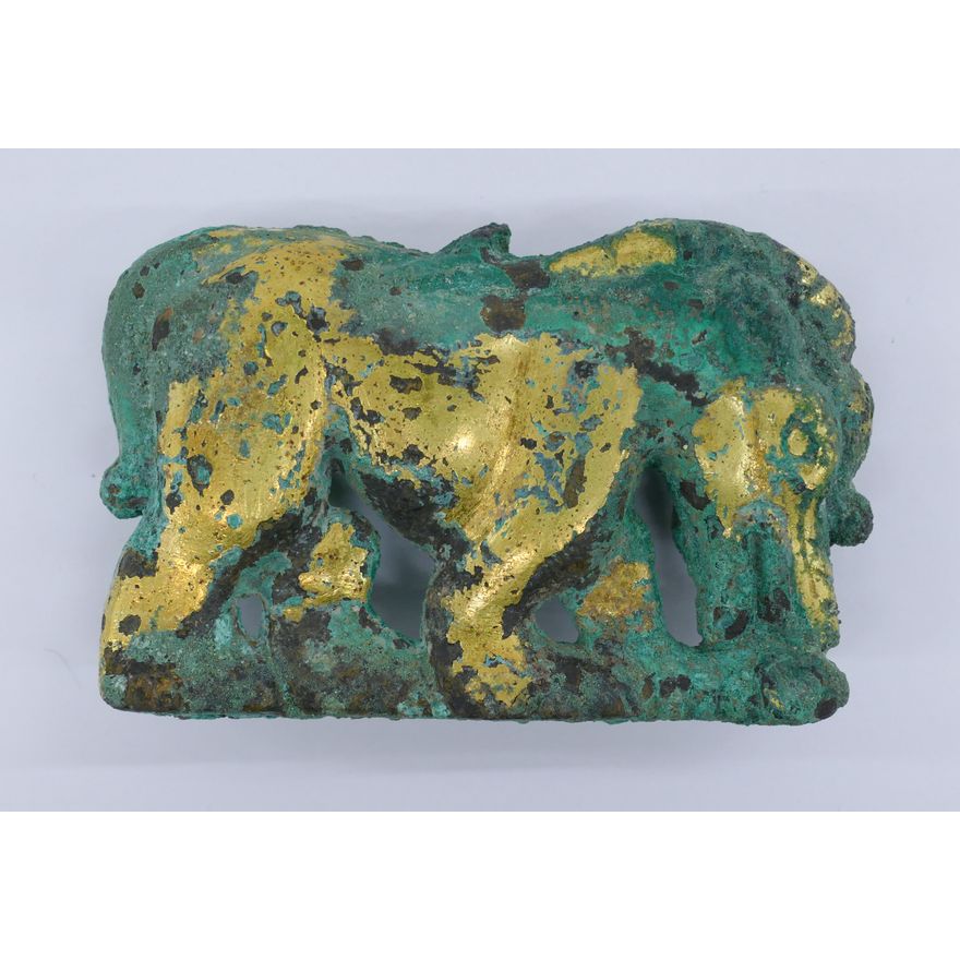 Ancient Scythian Xiongnu Gilt Bronze Horse Buckle
