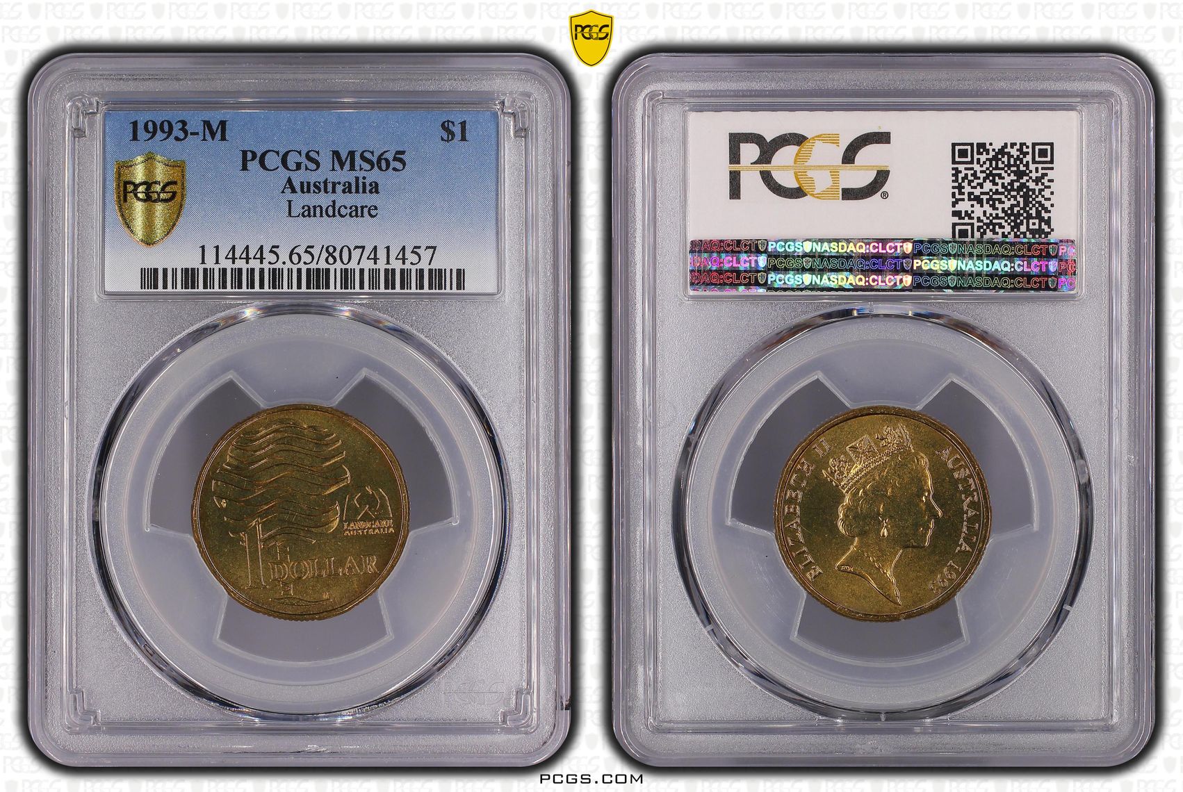 Elizabeth II, Landcare, One Dollar, 1993-M, PCGS MS65