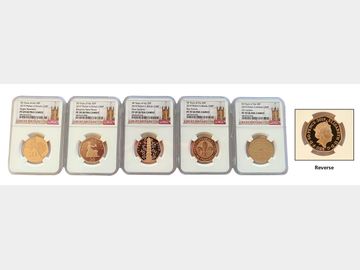 5 x 2019 Piedfort Gold 50p Set including the Rare Kew Gardens NGC Slabbed