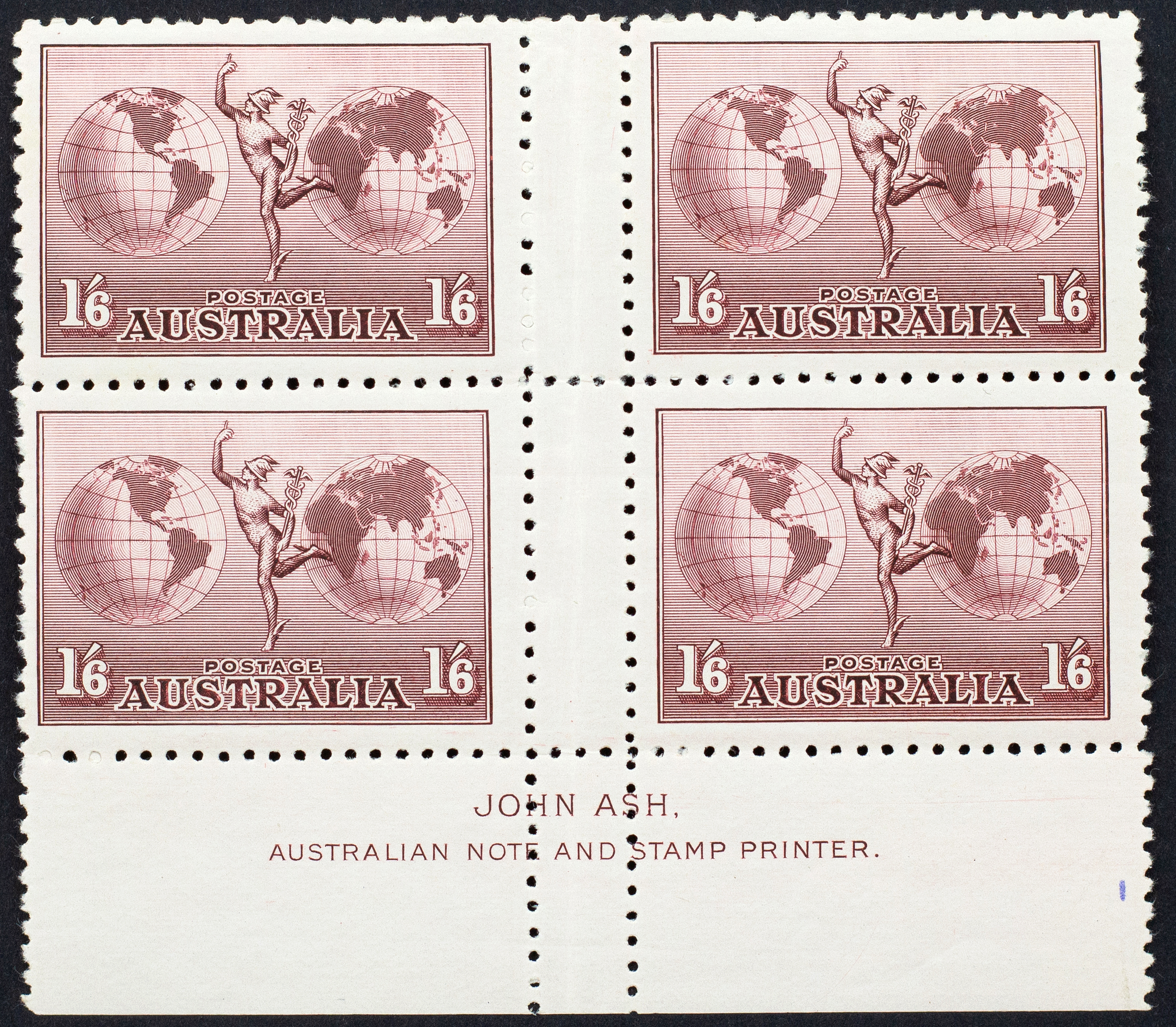 Block, Hermes, One Shilling & Sixpence, 1934, Fine