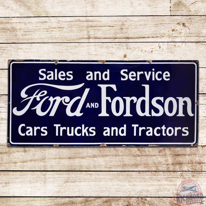 Impressive Ford Fordson Cars Trucks and Tractors Sales and Service 5' Single Sided Porcelain Sign