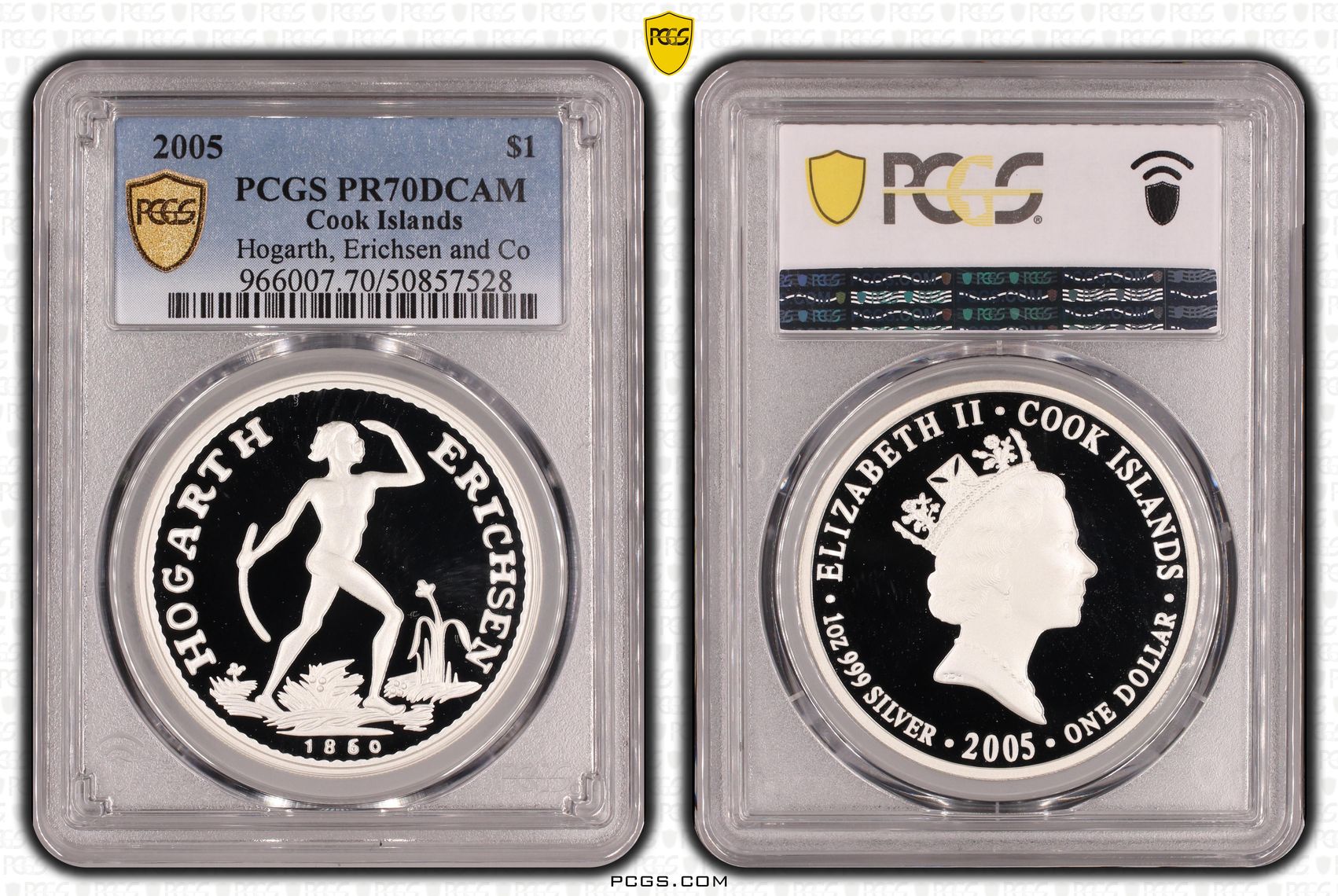 Cook Islands, Hogarth, Erichsen and Co POP 1/0, One Dollar, 2005, PCGS PR70DCAM
