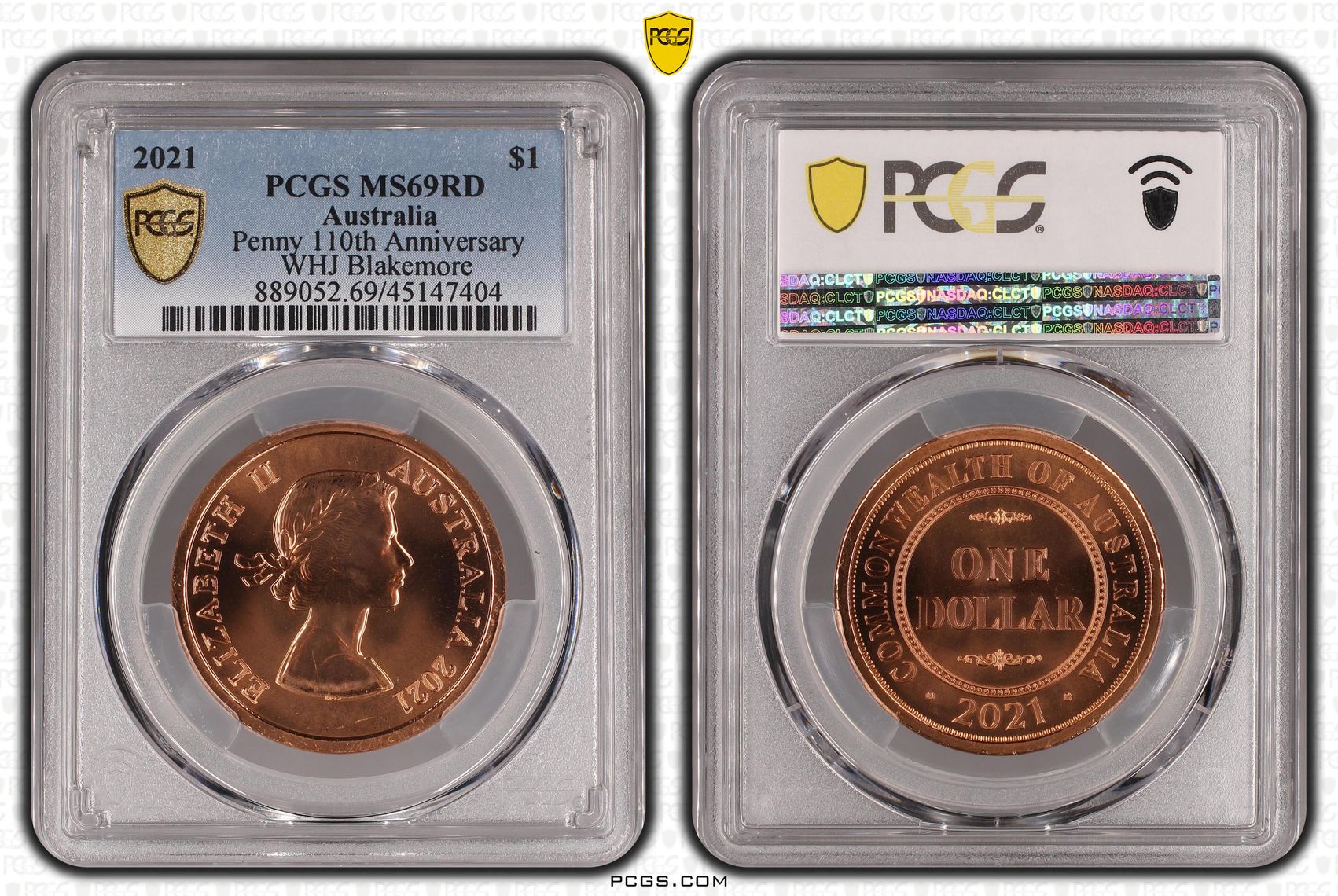 2021 Australia One Dollar, $1 Penny 110th Anniversary PCGS - MS69RD -404