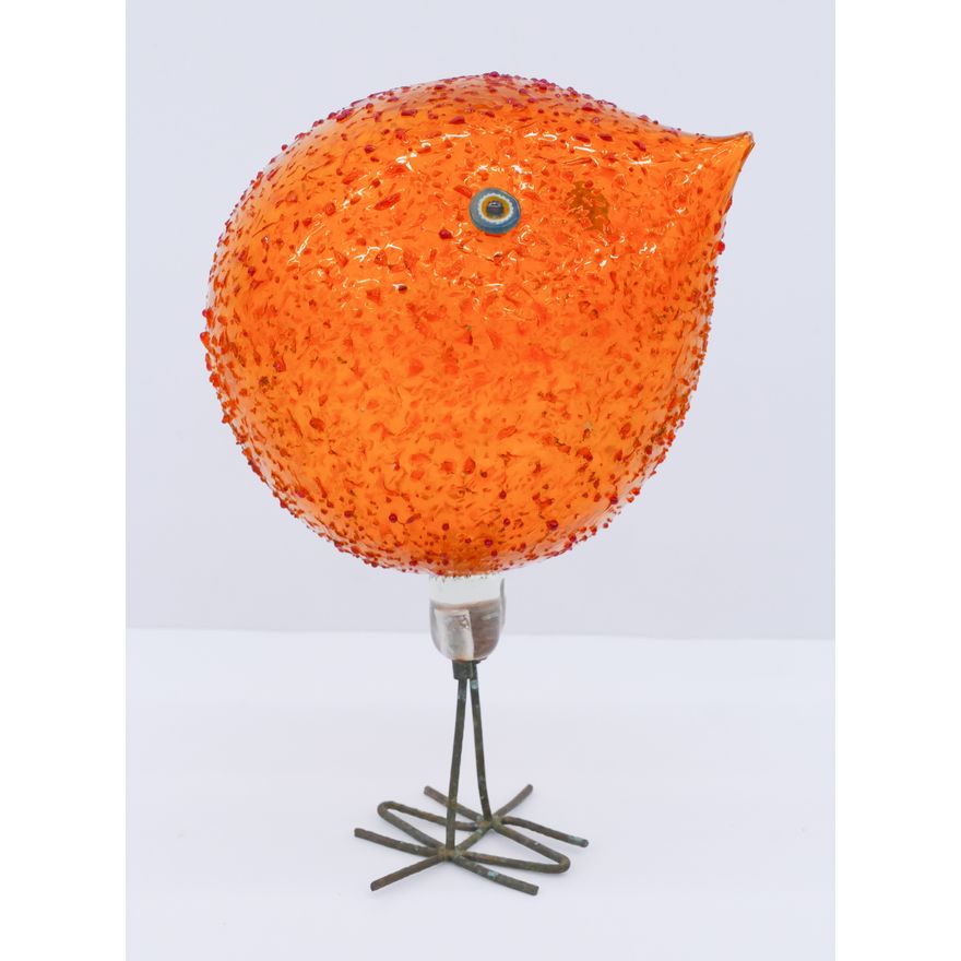 Alessandro Pianon ''Pulcino'' 1960's Orange Glass Bird