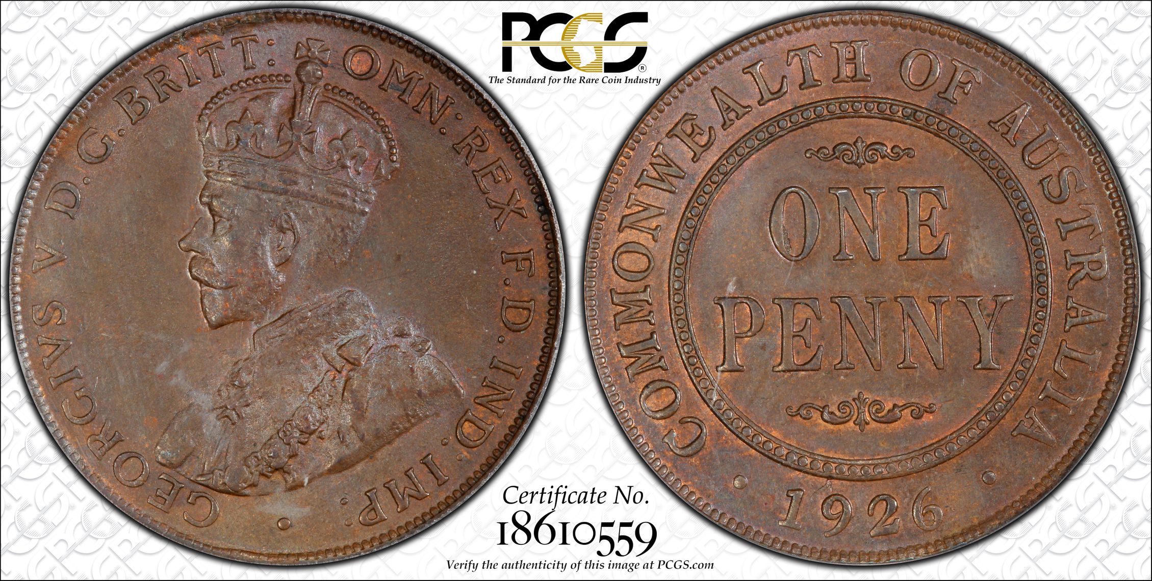 1926 Australia Penny PCGS - MS64BN -559