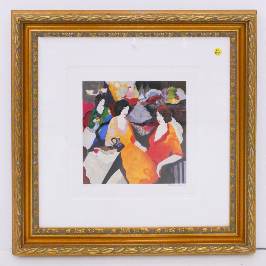 Itzchak Tarkay 'Peaceful Moments V' S/N Lithograph Gallery Framed- 24x24''