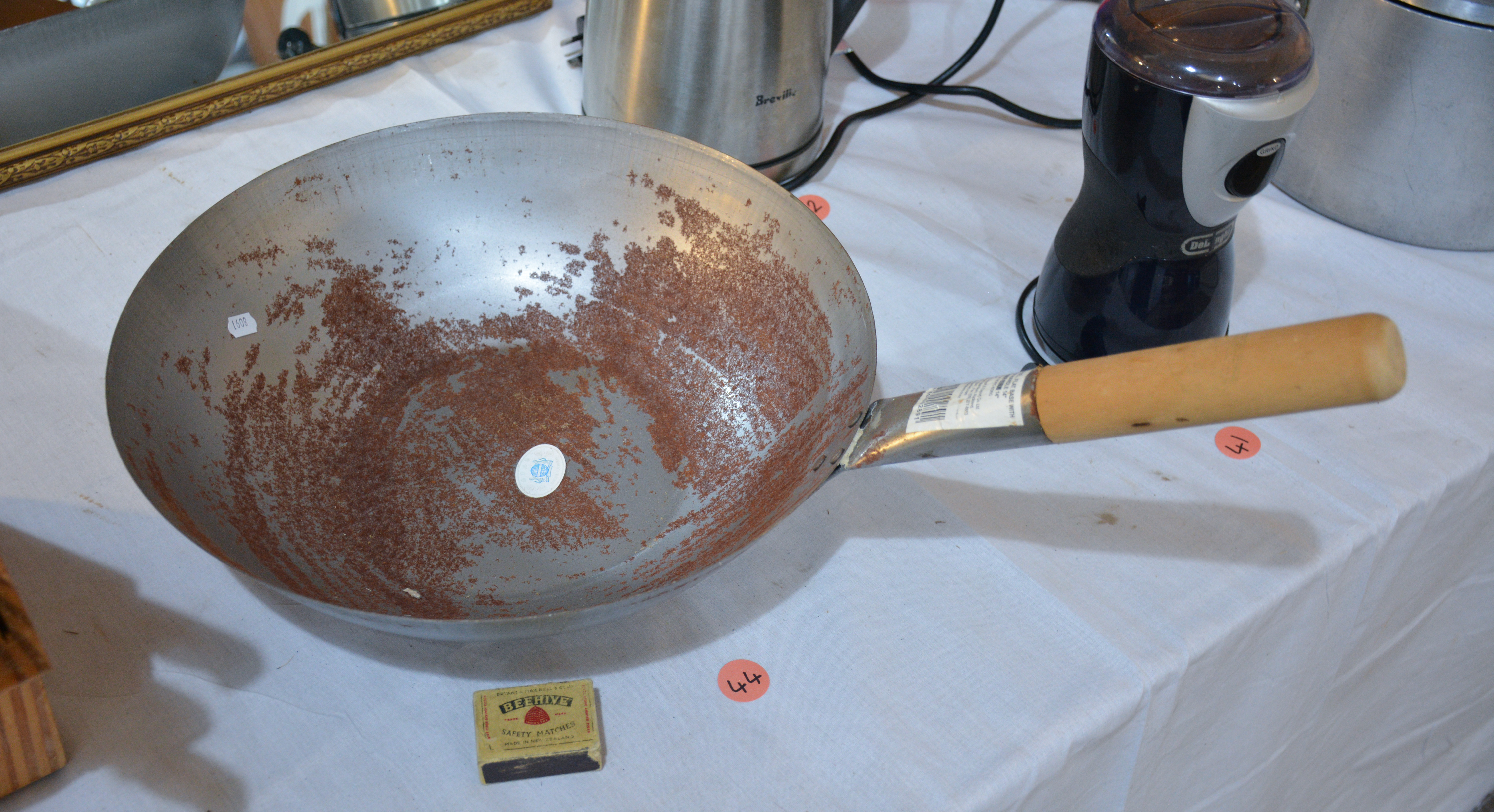 Steel Wok with Wooden Handle — NZ auction result