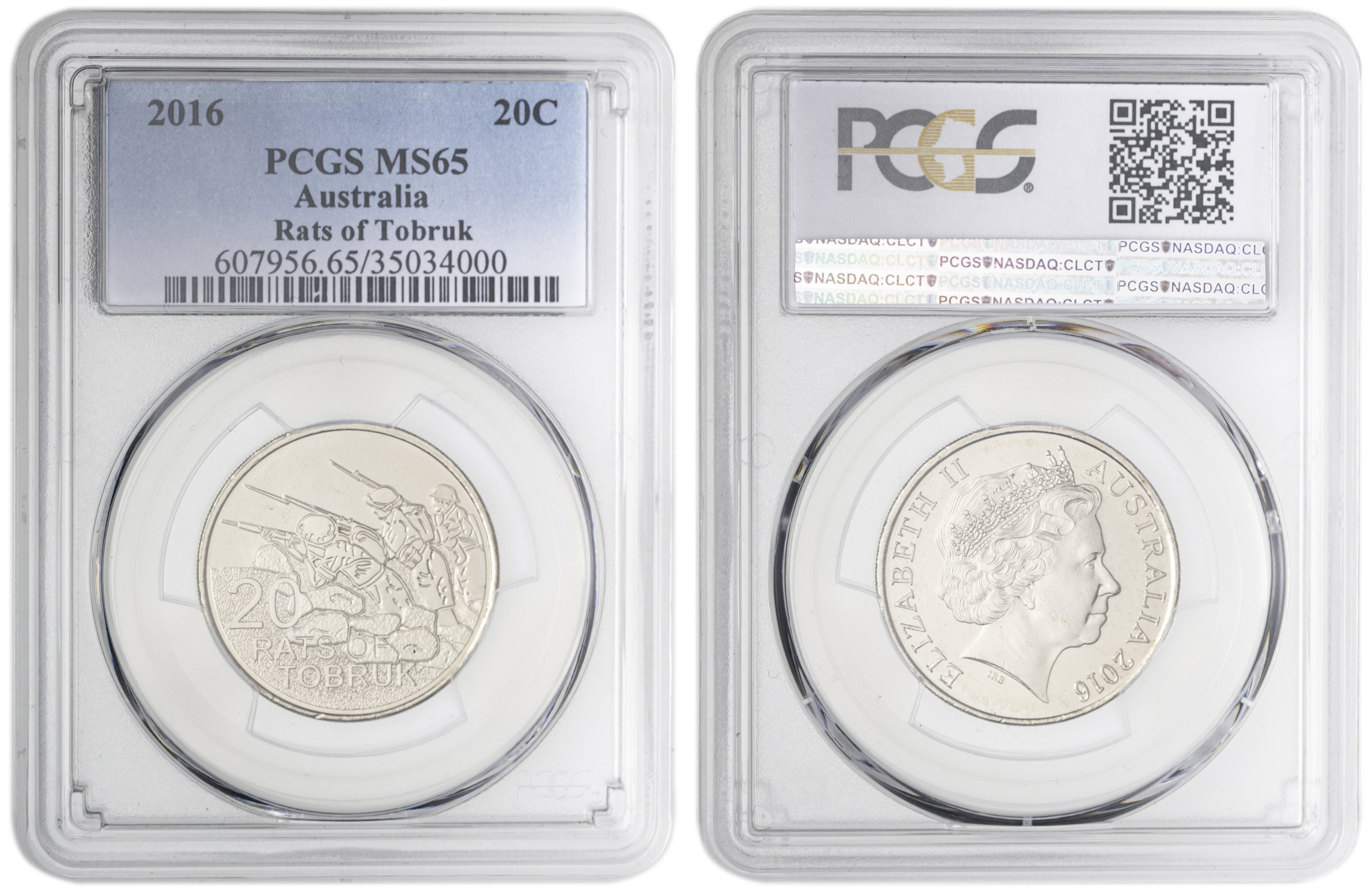 Rats of Tobruk , Twenty Cent, 2016, PCGS MS65