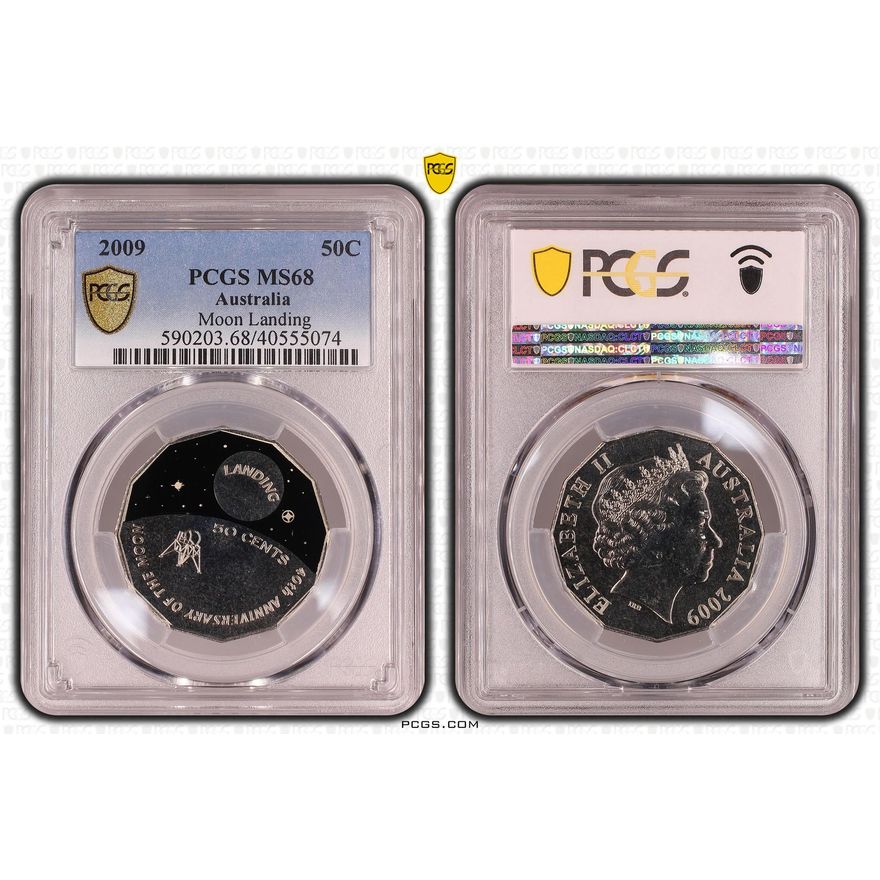 Moon Landing Colroized, Fifty Cent, 2009, PCGS MS68