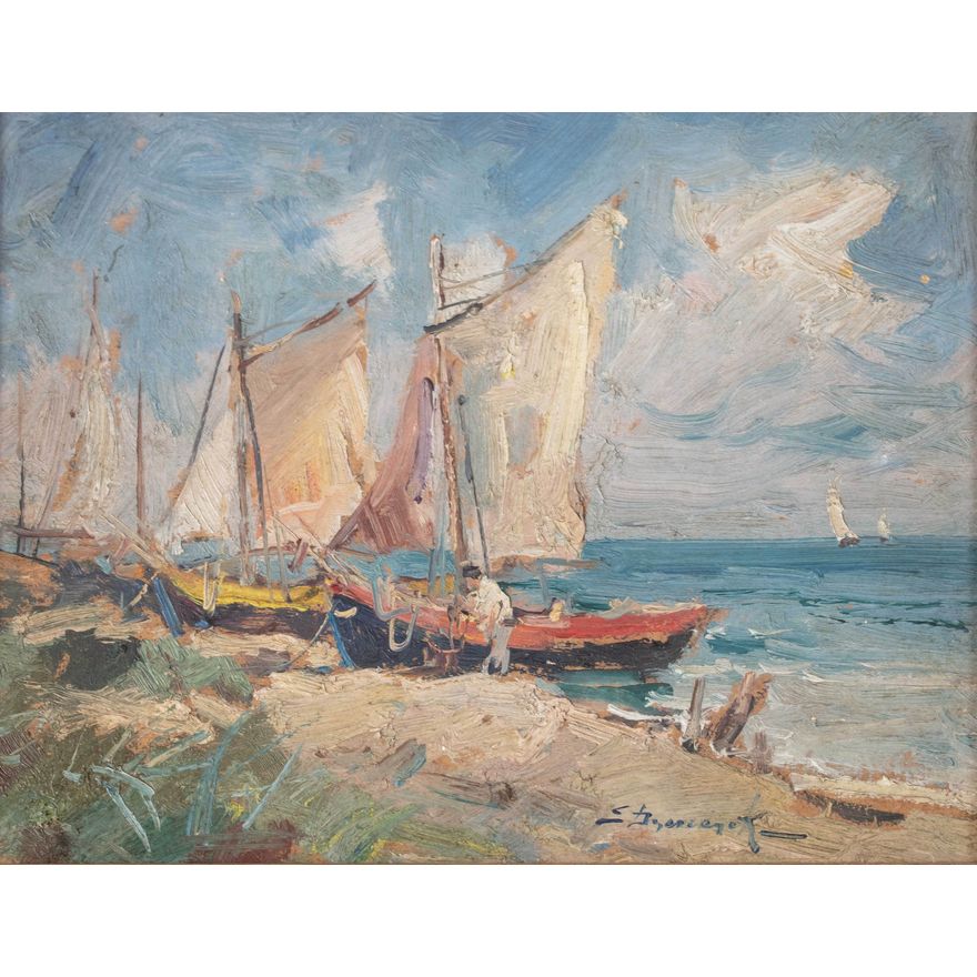 Eugeniusz Dzierzencki | Suszenie żagli, 1958 r.