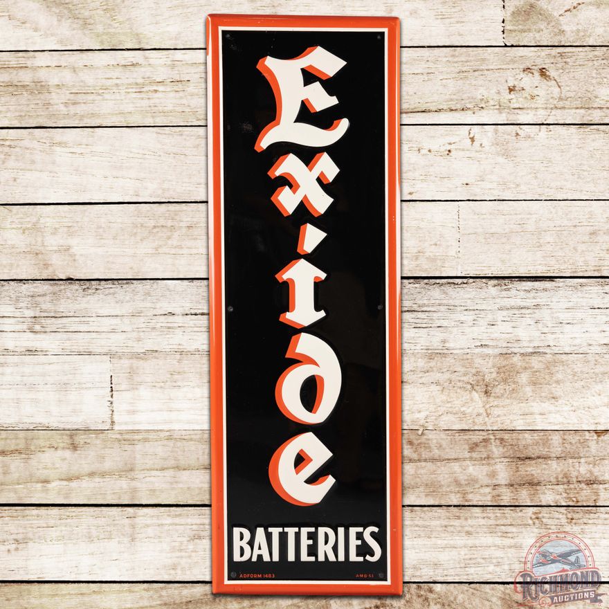 1953 Exide Batteries Embossed SS Tin Sign