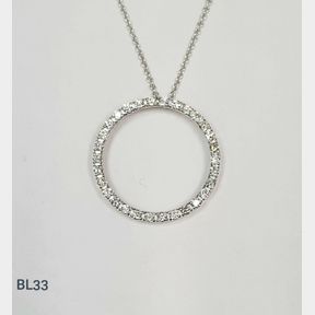 WHITE GOLD CIRCLE OF LIFE DIAMOND PENDANT WITH CHAIN- 0.50CTS