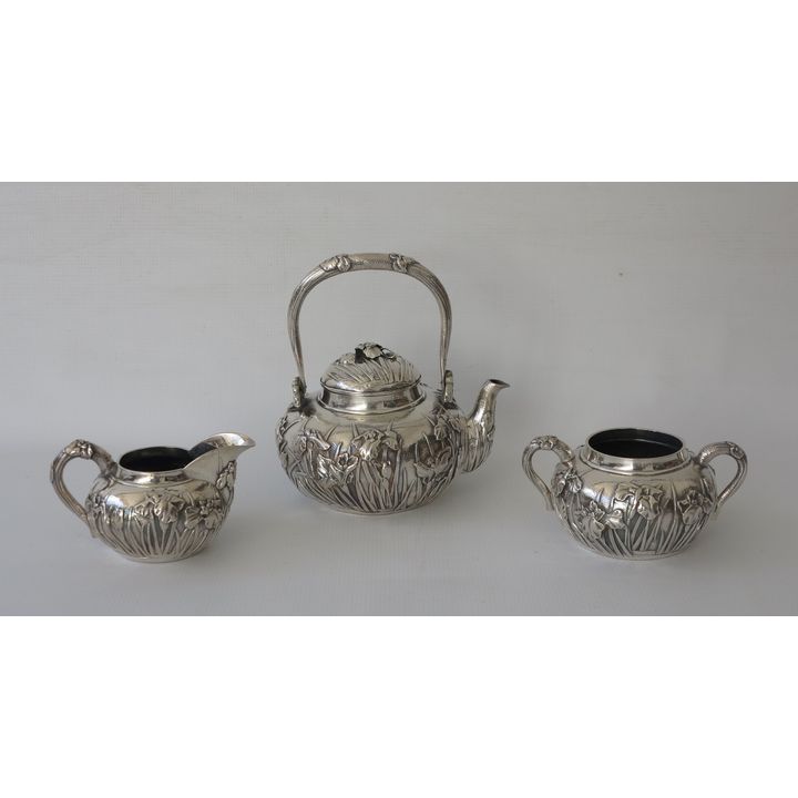 FINE 19/20TH CENTURY CHINESE EXPORT SILVER TEA SERVICE, maker possibly Zhong Guang, Canton, 840gm