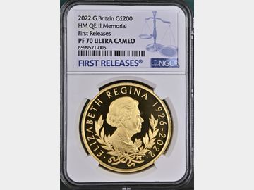2022 ELIZABETH II 'ISSUED IN MEMORY OF HM QUEEN ELIZABETH II' GOLD 2oz PROOF 200 POUND COIN PF70 UCAM FIRST RELEASE TOP POP!