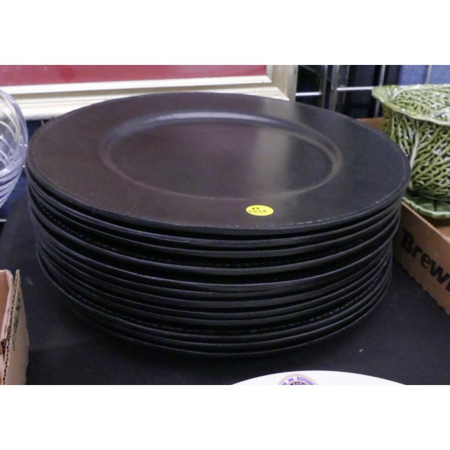 Set 12pc Black Leather Chargers- 13.5'' diameter