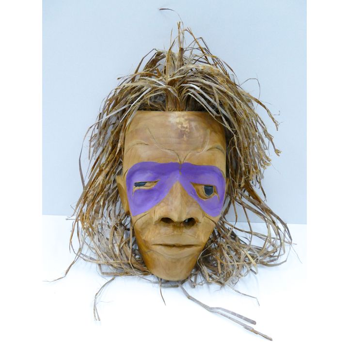 Joe Ives (S'Klallam) ''Warrior Mask'' Carved Cedar 14''x8''