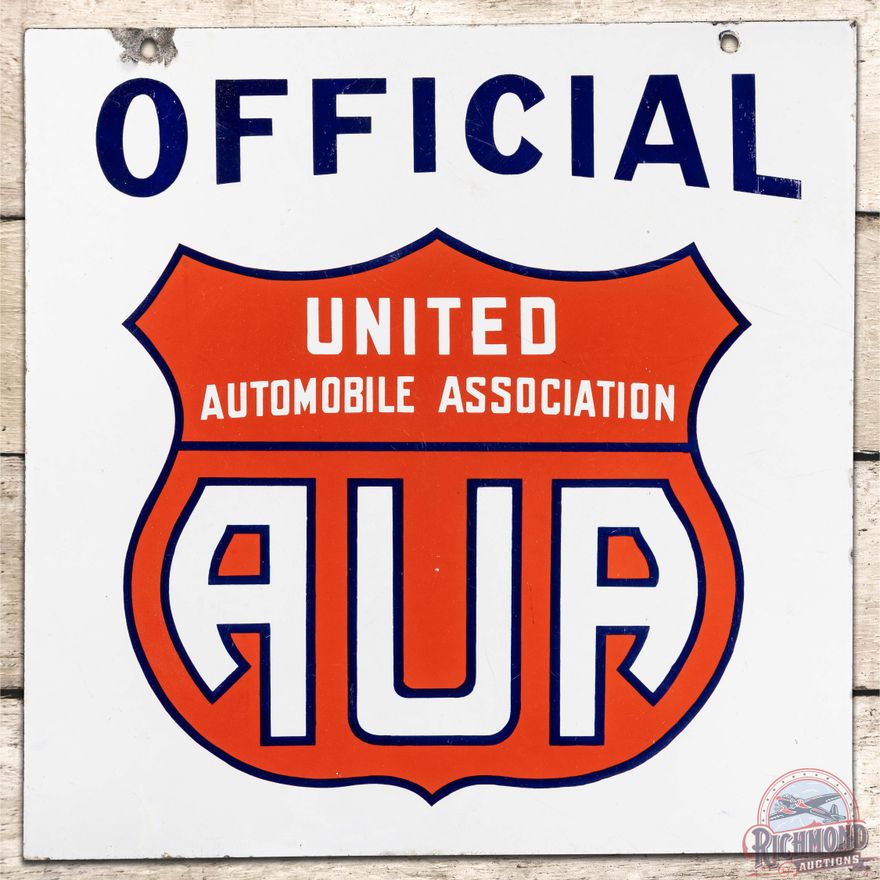 Official AUA United Automobile Association DS Porcelain Sign w/ Shield Logo